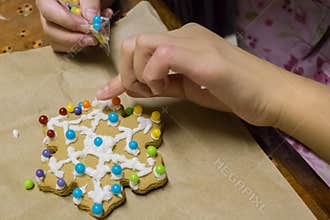 Decorating Christmas Gingerbread Cookie