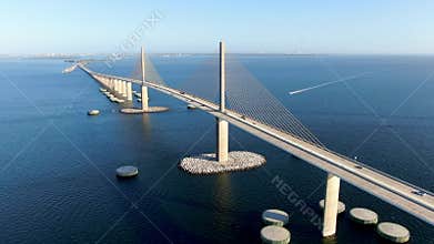 Aerial view of Sunshine Skyway Bridge, Tampa Bay