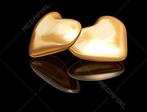 Golden valentine hearts