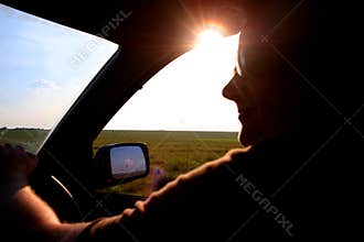 Driving on a sunny day