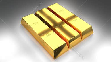 Three gold ingots - treasure/ wealth concept