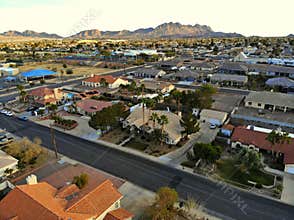 Henderson, Nevada, U.S.A - December 29, 2018 - The aerial view of the streets and residential area