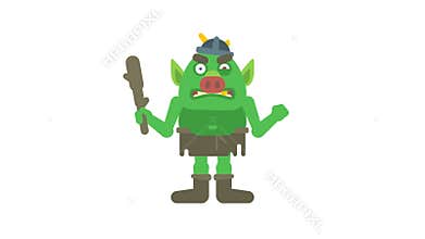 Troll character holding club and angry. Transparent background