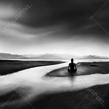 A yogi in the beach of Kolymbithres, Paros