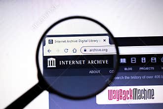Los Angeles, California, USA - 23 January 2020: Internet Archive website page. Archive.org logo on display screen