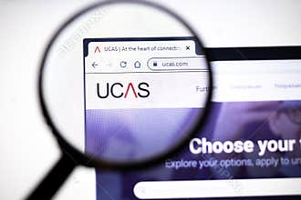 Los Angeles, California, USA - 23 January 2020: Ucas website page. Ucas.com logo on display screen, Illustrative Editorial