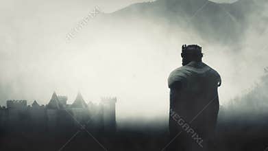 King Looking over His Castle and His Kingdom