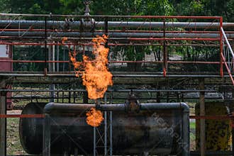 Gas tanks with fire during training