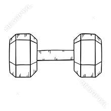 Black dumbbell for weightlifting. Line art style vector