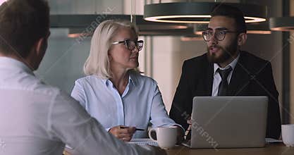 HR manager holding job interview meeting with candidate.