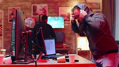 Team of hackers in their centre of operation