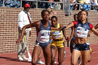 Women run in relay race