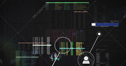 Connecting people network, hacking and social connections - Flight up digital network animation - Seamless repeating loop