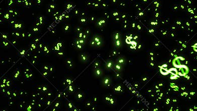 Explosion Of Dollar Currency Particles Background