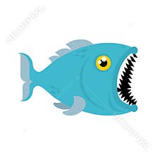 Predatory fish with open mouth isolated. vector illustration