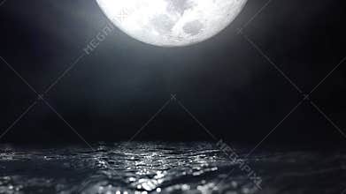Moonlight Reflecting on Water Waves Seascape Seamless Loop Closeup