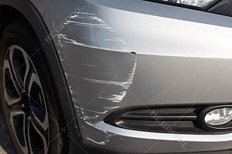 Scratch on car bumper due to minor accident