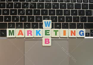 Word Web Marketing on keyboard