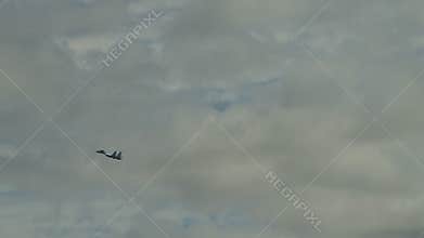 Single fighter jet in the sky