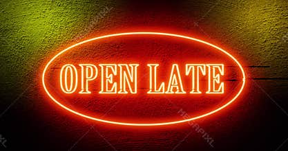 Open late sign shows 24-hour store always open around the clock - 4k