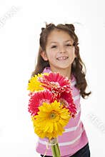 Happy smiling mothers day gift of flowers