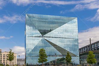Berlin, Germany. The Cube, a modern glass-clad, energy-efficient office building
