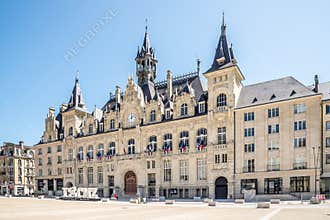 View at the Town hall building of Charleville-Mezieres in France