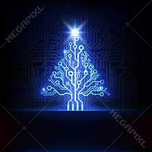 Vector electronic christmas tree