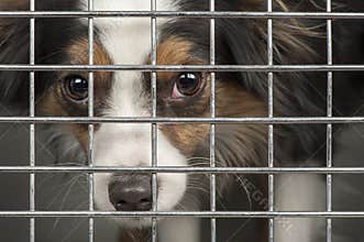 Dog in a cage