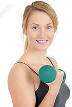 Woman with green weights