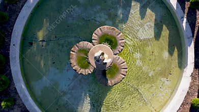 Top down view of Fountain at Cranbrook house gardens in Bloomfields, Michigan