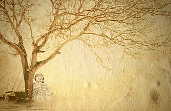 Buddha meditating under a tree
