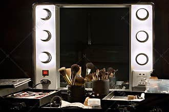 Backstage mirror and make up set