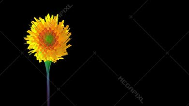 Sparse animation of fantasy flower resembling sunflower