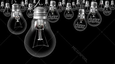 Light Bulbs with Chance and Change Concept