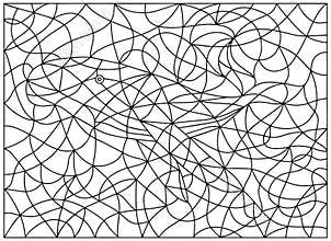Black and White Illustration in stained glass style with abstract Whale. Image for Coloring Book and Coloring Page.