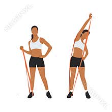 Woman doing core side bends with resistance band exercise.