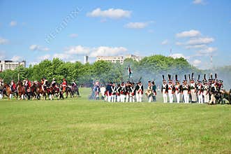 French and russian armies battle