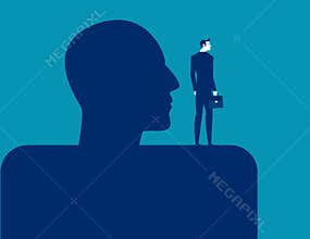 Business person stand the shoulder of giants. Business vector illustration