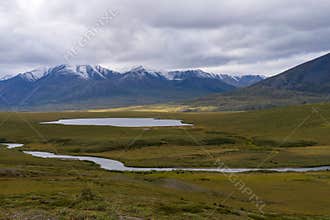 Endicott Mountains and John River at the Gates of the Arctic National Park in Brooks Range, Alaska