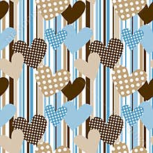 Polka dot hearts in stripes seamless background