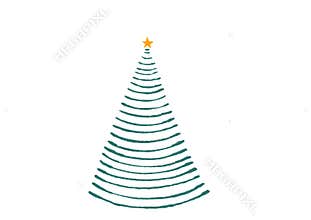 Hand drawn oil brush stroke Christmas tree with star isolated on png or transparent background. Graphic resources for New Year,