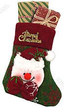 Xmas Christmas Snowman Stocking with gifts presents isolated on white transparent background PNG