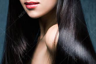 Shiny black hair