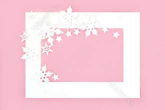Snowflake and Star Abstract Festive Christmas Pink Background
