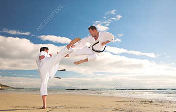 Men practicing Karate