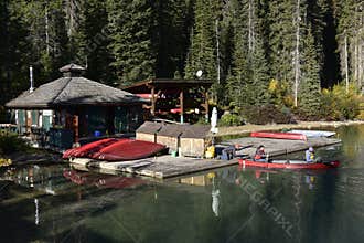 Boat Hire at the Emerald Lake, Alberta, West Canada