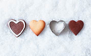 Romantic Christmas heart cookies