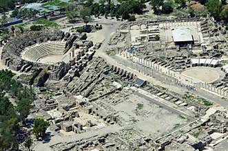 Aerial view of ancient Beit Shean in Israel