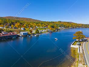 Alton Bay aerial view in fall, NH, USA